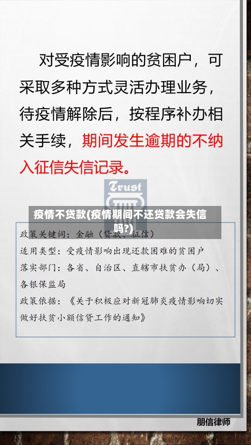 疫情不贷款(疫情期间不还贷款会失信吗?)-第1张图片